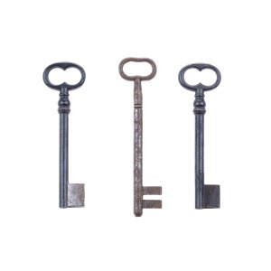 SET OF THREE HISTORICAL FORGED KEYS