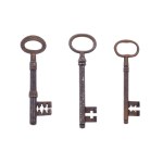 SET OF THREE HISTORICAL FORGED KEYS WITH COMPLEX BITS