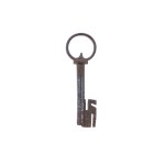 HISTORICAL FORGED KEY WITH PIN IN BOW AND COMPLEX BIT