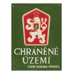 ENAMEL SIGN "CHRÁNĚNÉ ÚZEMÍ - STÁTNÍ OCHRANA PŘÍRODY" (PROTECTED AREA - STATE NATURE PROTECTION)
