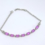 Silver bracelet with natural pink and white sapphires