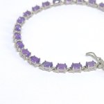 Silver bracelet with natural amethysts