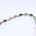 Silver bracelet with multiple natural stones