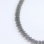 Silver chevron bracelet with natural tanzanites