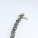 Silver chevron bracelet with natural tanzanites