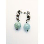 Orno set: nose ring and earrings with calcite, 800 silver