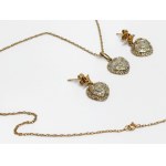 375/9K Gold Heart-Shaped Set with 0.24 Ct Diamonds (3x0.08 Ct)