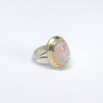 Silver ring with a pink moonstone
