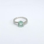 Silver ring with natural green and white sapphires