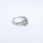 Silver ring with natural green and white sapphires