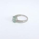 Silver ring with natural green and white sapphires