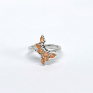 Silver ring with natural orange sapphires