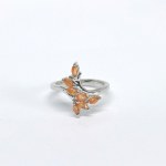 Silver ring with natural orange sapphires