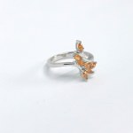 Silver ring with natural orange sapphires