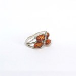 Silver ring with natural amber stones
