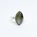 Silver ring with a large labradorite