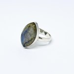 Silver ring with a large labradorite