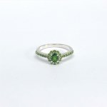 Silver ring with natural green garnets
