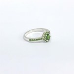 Silver ring with natural green garnets