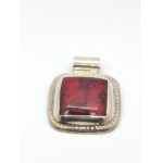 Silver Mexican pendant with red jasper
