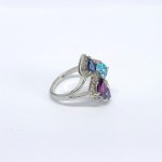 Silver ring with natural garnet, amethyst, topaz, iolite, and white topaz