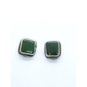 Vintage-Clips aus Silber mit Jade