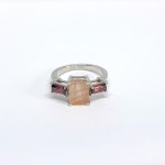 Silver ring with natural garnets and quartz