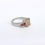 Silver ring with natural garnets and quartz