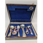 Set of silver-plated spoons and teaspoons in a box
