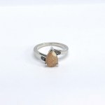 Silver ring with natural quartz and two diamonds
