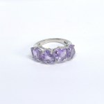 Silver ring with natural amethysts