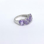 Silver ring with natural amethysts
