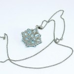 Large silver necklace with natural topaz stones