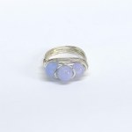Silver wire ring with blue lace agates