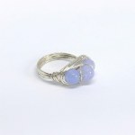 Silver wire ring with blue lace agates