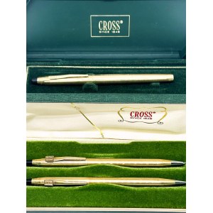 Cross fountain pen, ballpoint pen, and pencil set in boxes