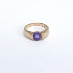 Silver-plated ring with a natural amethyst