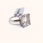 Silver ring with a natural white fluorite