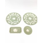 Wedgwood Set—two large plates, one small round plate, and one rectangular plate
