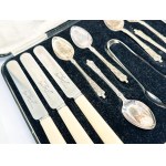 Silver-plated dessert set in its original case