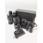 Set of 5 binoculars, including 4 small ones and one in a case