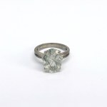 Patinated silver ring with quartz and 6 diamonds