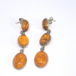 Silver Earrings with Natural Amber