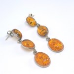 Silver Earrings with Natural Amber