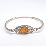 Silver bracelet with natural amber