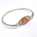 Silver bracelet with natural amber