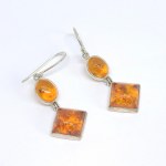 Silver Earrings with Natural Amber