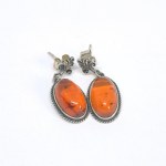 Silver Earrings with Natural Amber
