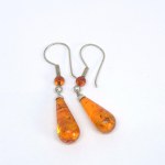 Silver Earrings with Natural Amber