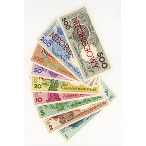 1 to 500 zlotych, 1990, set of 9 pieces, part of the Polish Cities series, marked Uncirculated